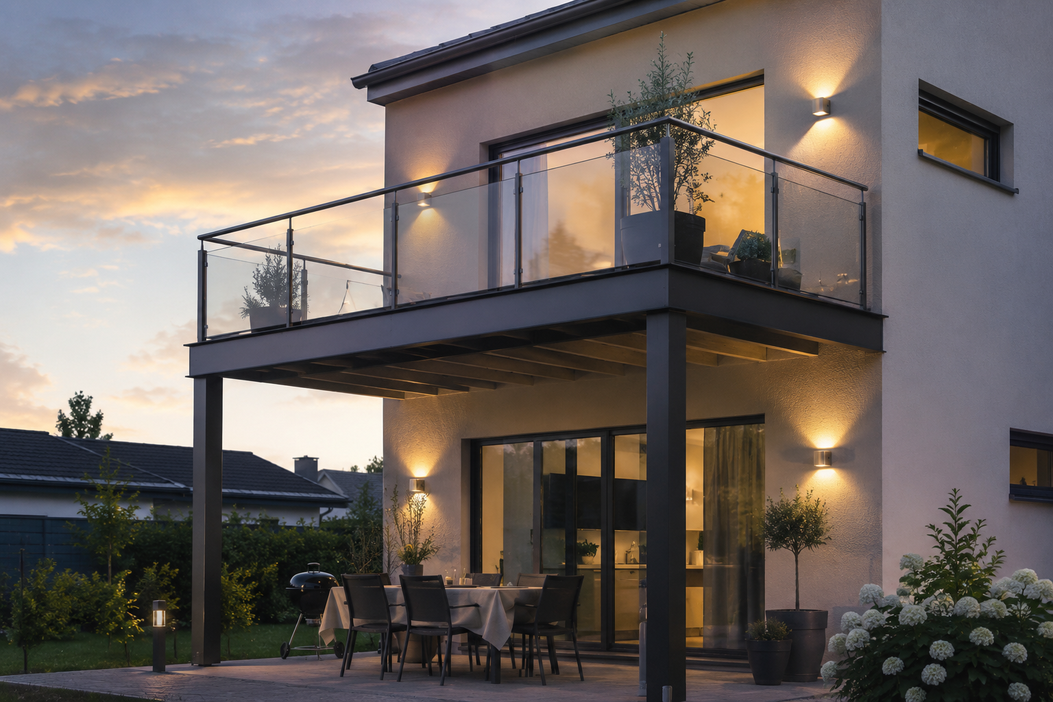 balkong på modern villa